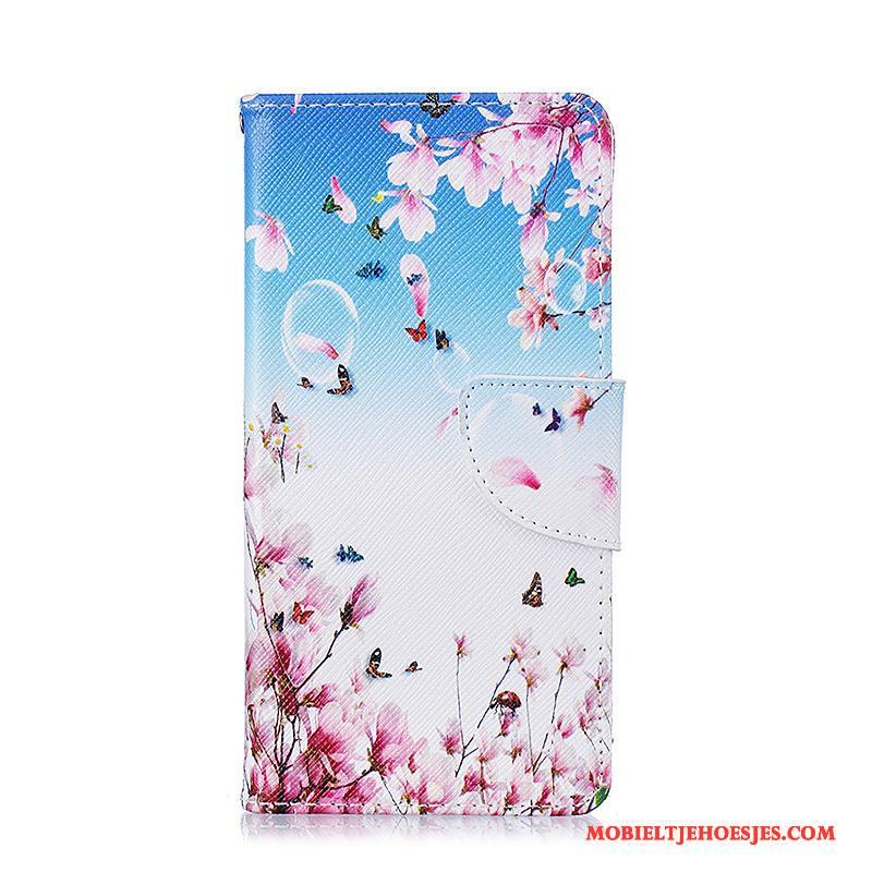 Samsung Galaxy A5 2016 Bloemen Leren Etui Ster Hoes Purper Hoesje Telefoon Geschilderd