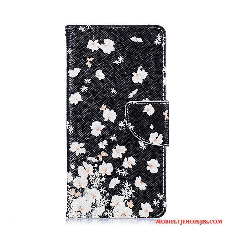 Samsung Galaxy A5 2016 Bloemen Leren Etui Ster Hoes Purper Hoesje Telefoon Geschilderd