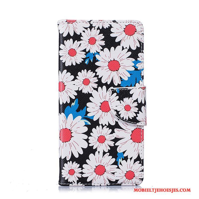 Samsung Galaxy A5 2016 Bloemen Leren Etui Ster Hoes Purper Hoesje Telefoon Geschilderd