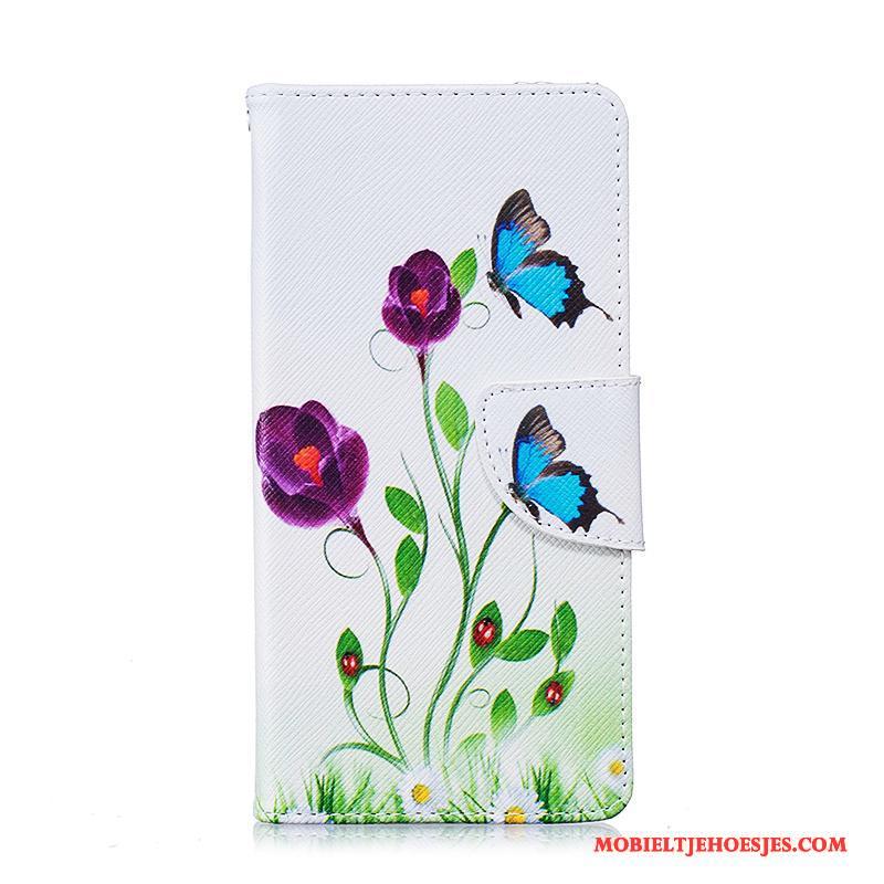 Samsung Galaxy A5 2016 Bloemen Leren Etui Ster Hoes Purper Hoesje Telefoon Geschilderd