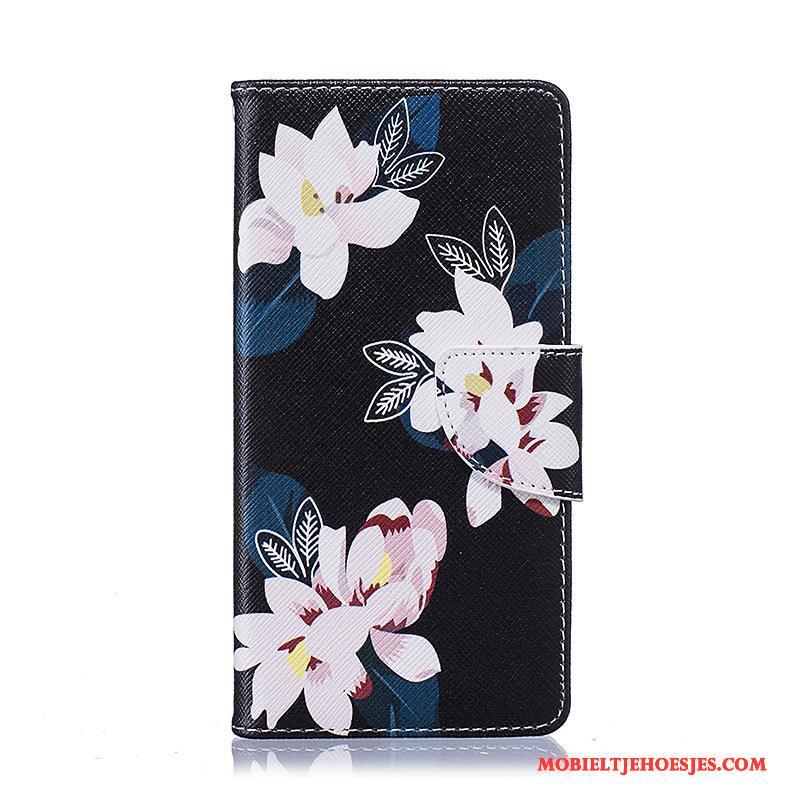 Samsung Galaxy A5 2016 Bloemen Leren Etui Ster Hoes Purper Hoesje Telefoon Geschilderd