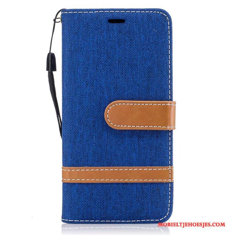 Samsung Galaxy A5 2016 Donkerblauw Denim Bescherming Ster Folio Hoesje Leren Etui