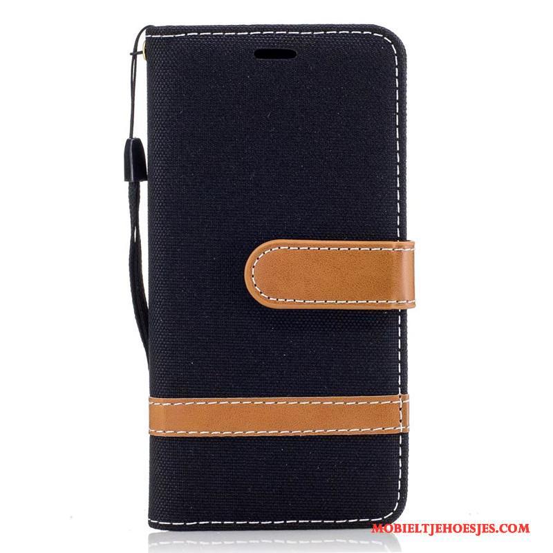 Samsung Galaxy A5 2016 Donkerblauw Denim Bescherming Ster Folio Hoesje Leren Etui