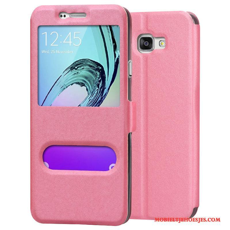 Samsung Galaxy A5 2016 Hoesje All Inclusive Roze Leren Etui Telefoon Ster Trend