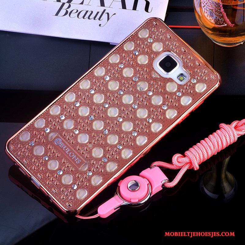 Samsung Galaxy A5 2016 Hoesje Hoes Anti-fall Met Strass Rose Goud Ondersteuning Siliconen Bescherming