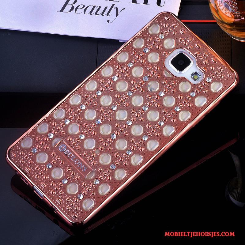 Samsung Galaxy A5 2016 Hoesje Hoes Anti-fall Met Strass Rose Goud Ondersteuning Siliconen Bescherming