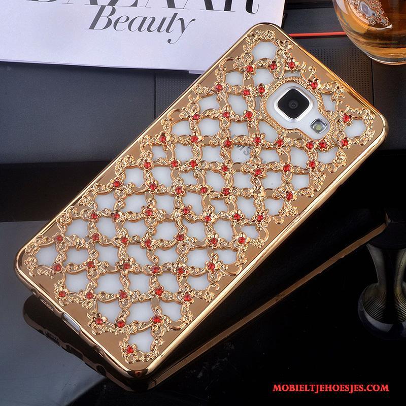 Samsung Galaxy A5 2016 Hoesje Hoes Anti-fall Met Strass Rose Goud Ondersteuning Siliconen Bescherming