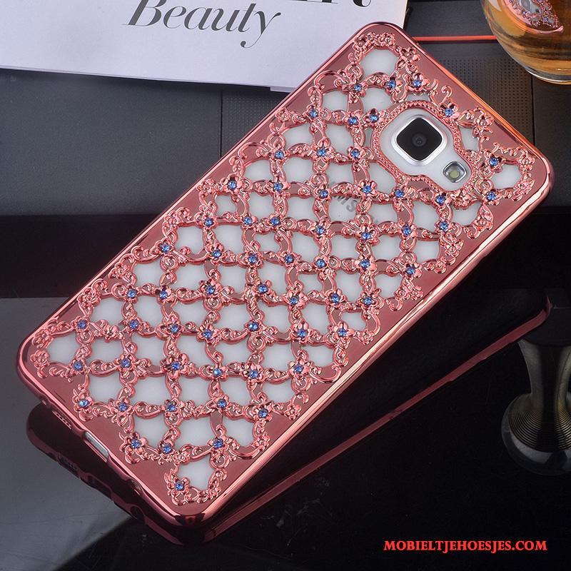 Samsung Galaxy A5 2016 Hoesje Hoes Anti-fall Met Strass Rose Goud Ondersteuning Siliconen Bescherming