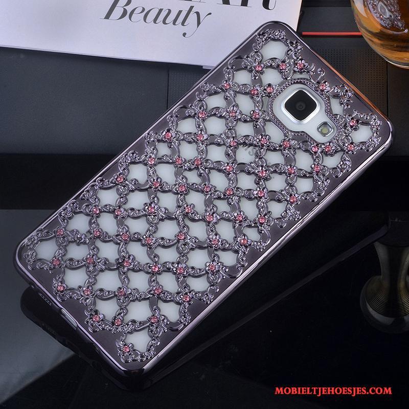 Samsung Galaxy A5 2016 Hoesje Hoes Anti-fall Met Strass Rose Goud Ondersteuning Siliconen Bescherming