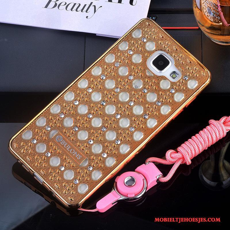 Samsung Galaxy A5 2016 Hoesje Hoes Anti-fall Met Strass Rose Goud Ondersteuning Siliconen Bescherming