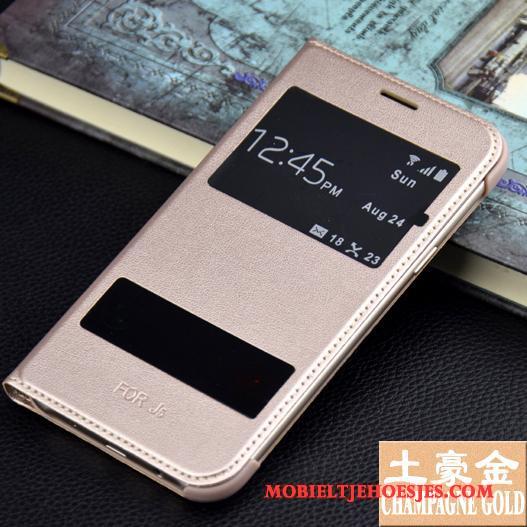 Samsung Galaxy A5 2016 Roze Bescherming Hoes Leren Etui Ster Folio Hoesje