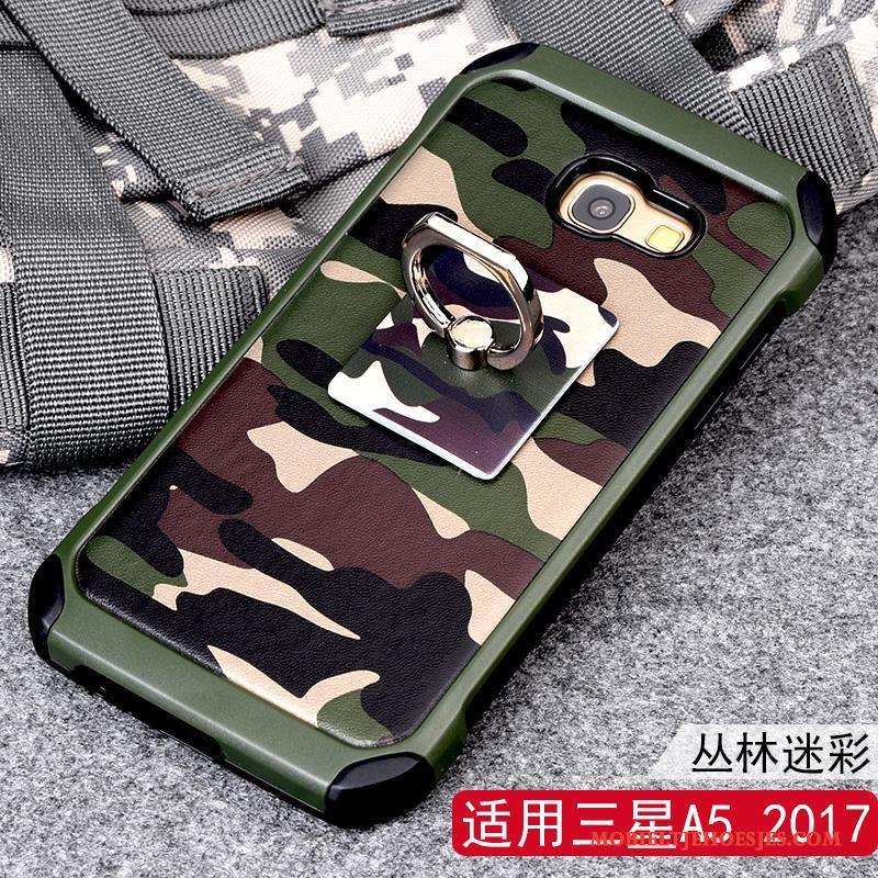 Samsung Galaxy A5 2017 Anti-fall Hoesje Telefoon Camouflage Ster Siliconen Groen Bescherming
