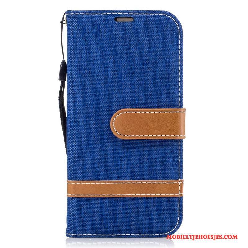 Samsung Galaxy A5 2017 Hoes Mobiele Telefoon Denim Purper Hoesje Ster Folio