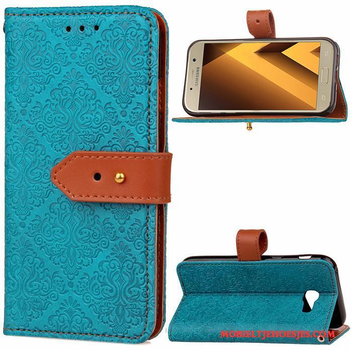 Samsung Galaxy A5 2017 Hoesje Clamshell Ster Leren Etui Anti-fall All Inclusive Rood Siliconen