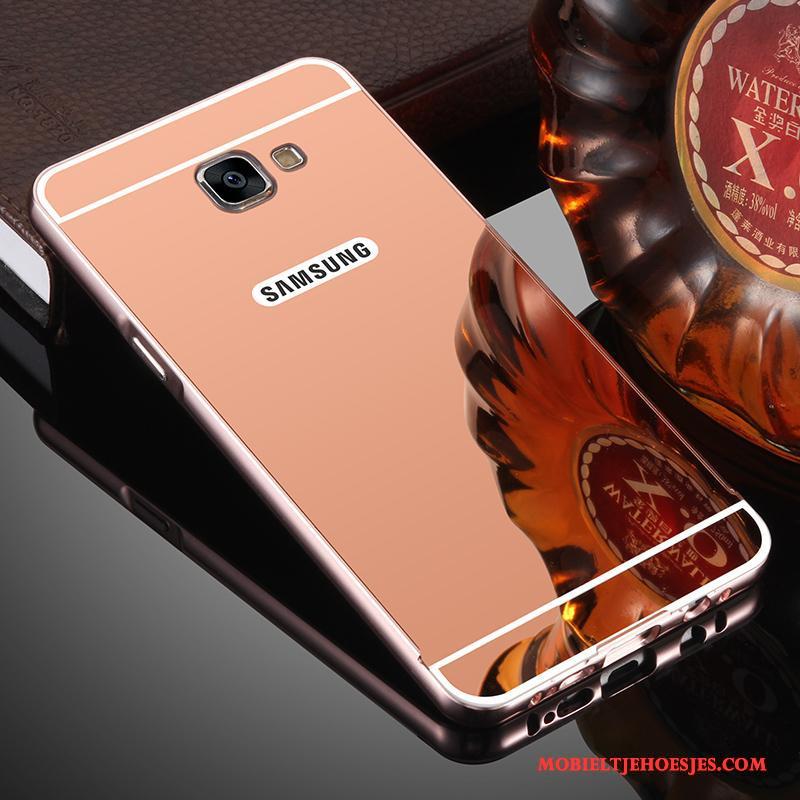 Samsung Galaxy A5 2017 Spiegel Bescherming Zilver Omlijsting Hoesje Telefoon Metaal Anti-fall