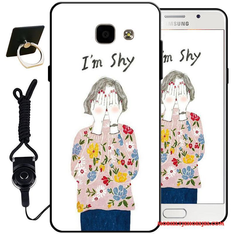 Samsung Galaxy A5 2017 Zacht Roze Hoesje Telefoon Bescherming Siliconen Reliëf Zwart
