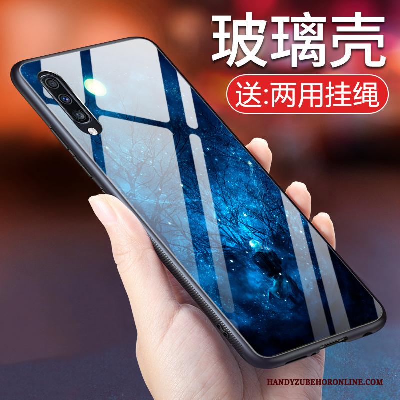 Samsung Galaxy A50 Anti-fall Hoesje Telefoon Siliconen Blauw Glas Scheppend Zacht
