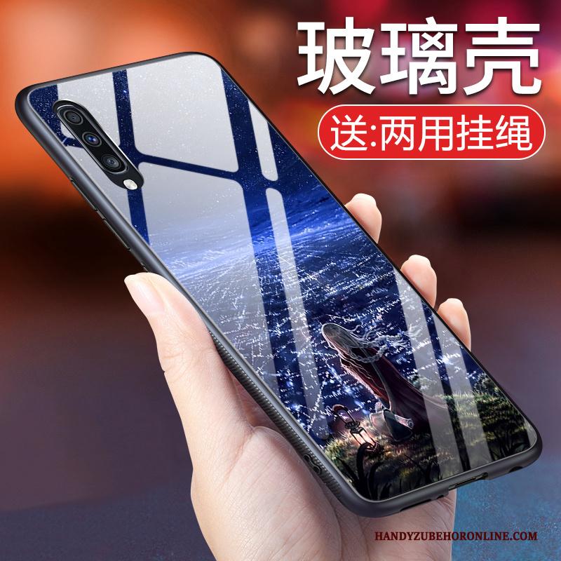 Samsung Galaxy A50 Anti-fall Hoesje Telefoon Siliconen Blauw Glas Scheppend Zacht