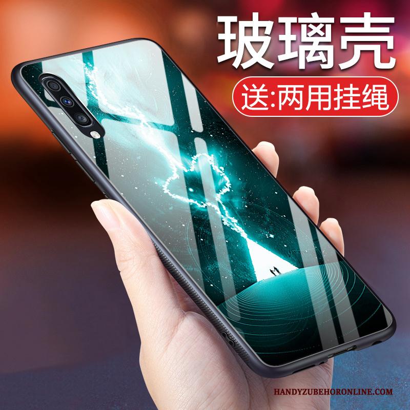 Samsung Galaxy A50 Anti-fall Hoesje Telefoon Siliconen Blauw Glas Scheppend Zacht