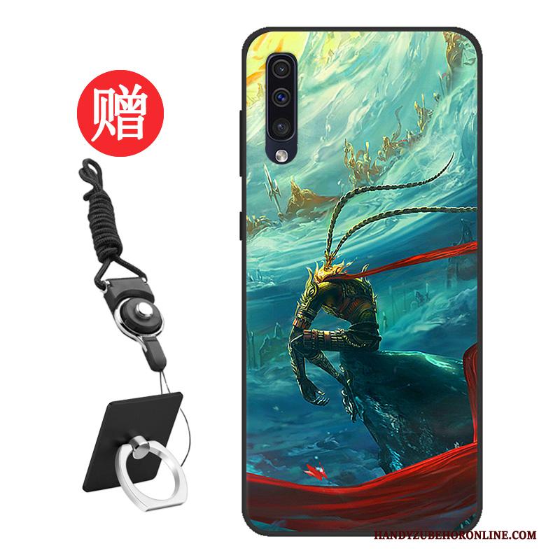 Samsung Galaxy A50 Hoesje Blauw Trend Siliconen Tempereren Pas Lovers Zacht