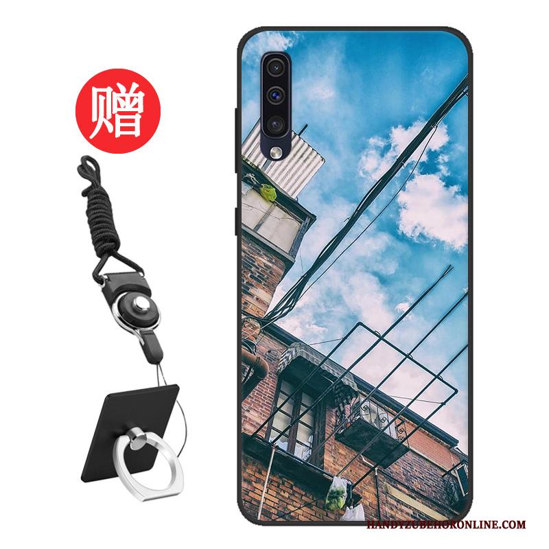 Samsung Galaxy A50 Hoesje Blauw Trend Siliconen Tempereren Pas Lovers Zacht