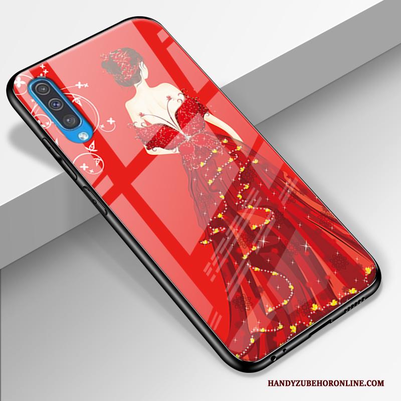 Samsung Galaxy A50 Hoesje Hoes Bescherming Glas Rood Gazen Anti-fall All Inclusive