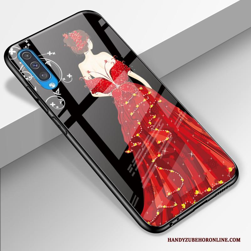 Samsung Galaxy A50 Hoesje Hoes Bescherming Glas Rood Gazen Anti-fall All Inclusive