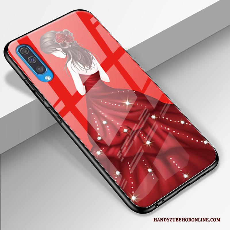 Samsung Galaxy A50 Hoesje Hoes Bescherming Glas Rood Gazen Anti-fall All Inclusive