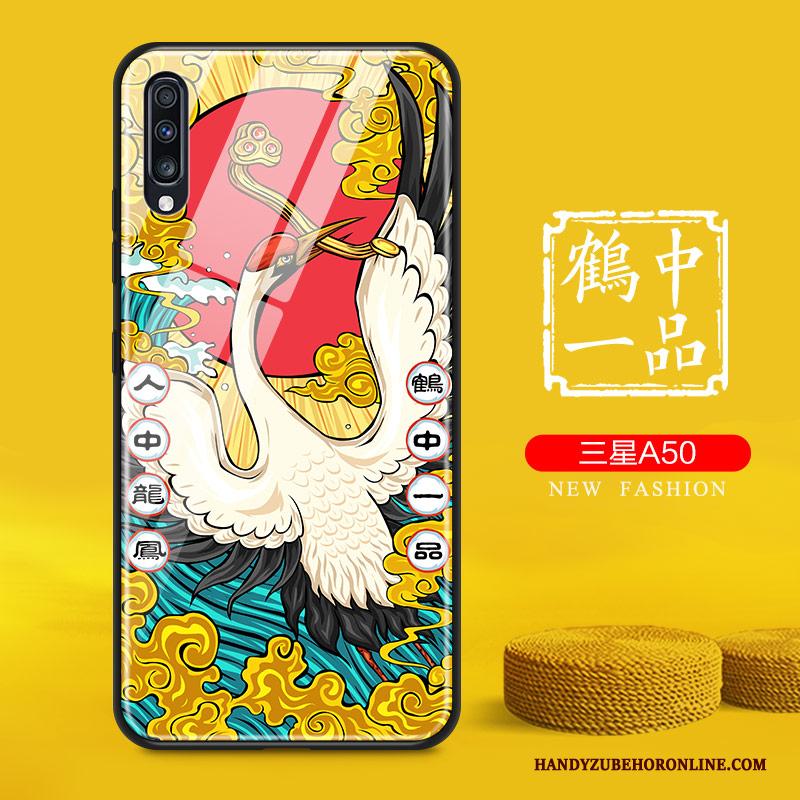 Samsung Galaxy A50 Ster Chinese Stijl Geel Bescherming Hoesje Trend Scheppend