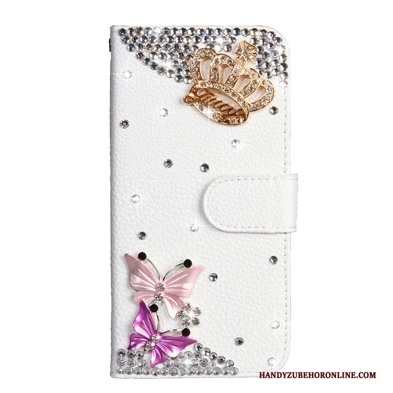 Samsung Galaxy A50s Folio Met Strass Leren Etui Ster Vlinder Bloemen Wit Hoesje Telefoon