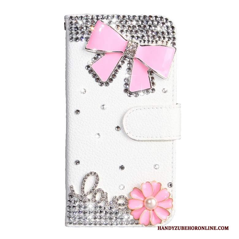 Samsung Galaxy A50s Folio Met Strass Leren Etui Ster Vlinder Bloemen Wit Hoesje Telefoon