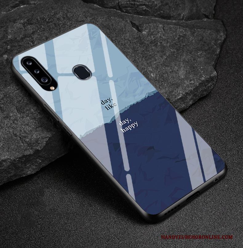 Samsung Galaxy A50s Hoesje Blauw Spiegel Scheppend Trendy Merk Siliconen Hard Anti-fall