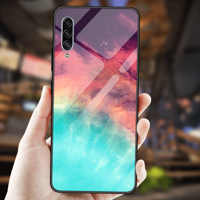 Samsung Galaxy A50s Hoesje Ster Zacht Zwart Gehard Glas Sterrenhemel Eenvoudige Scheppend