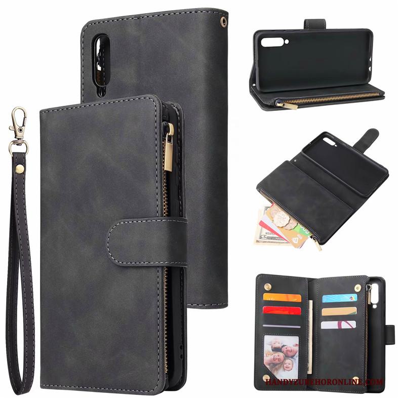 Samsung Galaxy A50s Leren Etui Portemonnee Blauw Hoes Anti-fall Bescherming Hoesje Telefoon