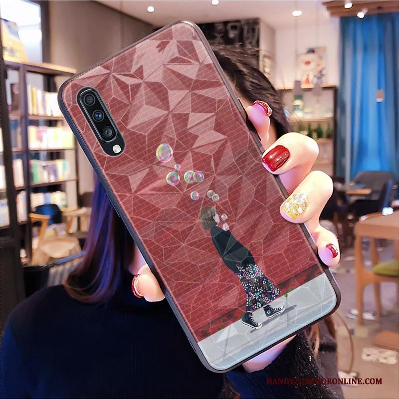 Samsung Galaxy A50s Net Red Geel Hoesje Telefoon Mini Vers Ruit Ster