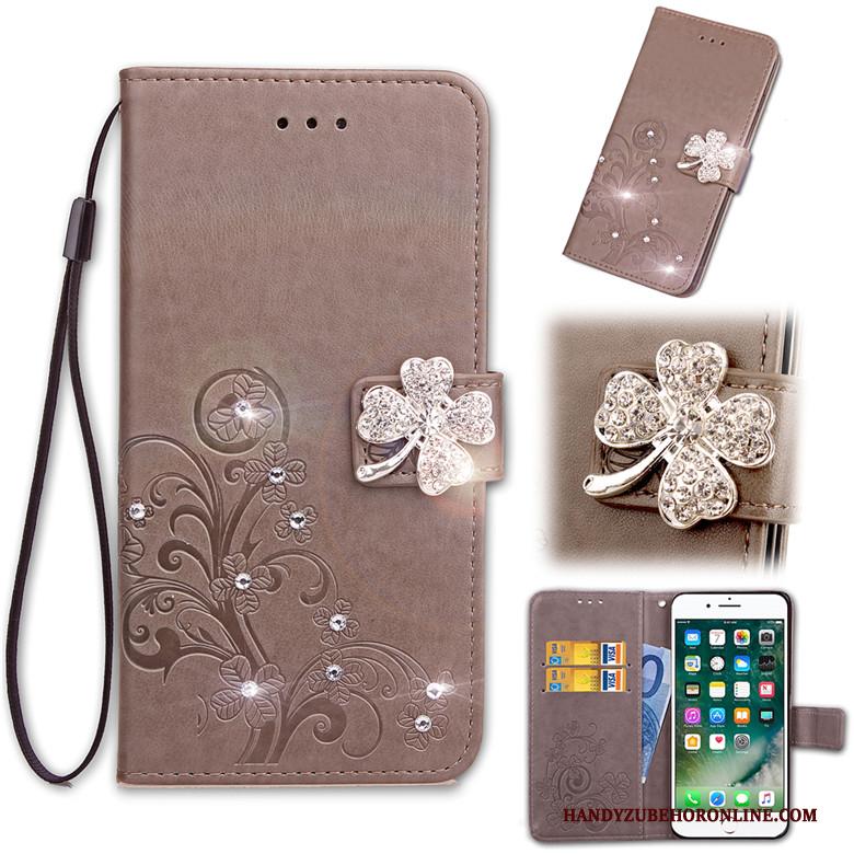 Samsung Galaxy A50s Ster Met Strass Leren Etui Bescherming Purper Folio Hoesje Telefoon