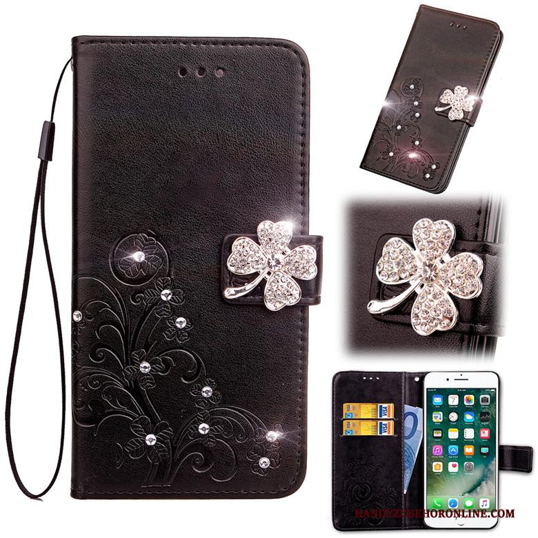 Samsung Galaxy A50s Ster Met Strass Leren Etui Bescherming Purper Folio Hoesje Telefoon