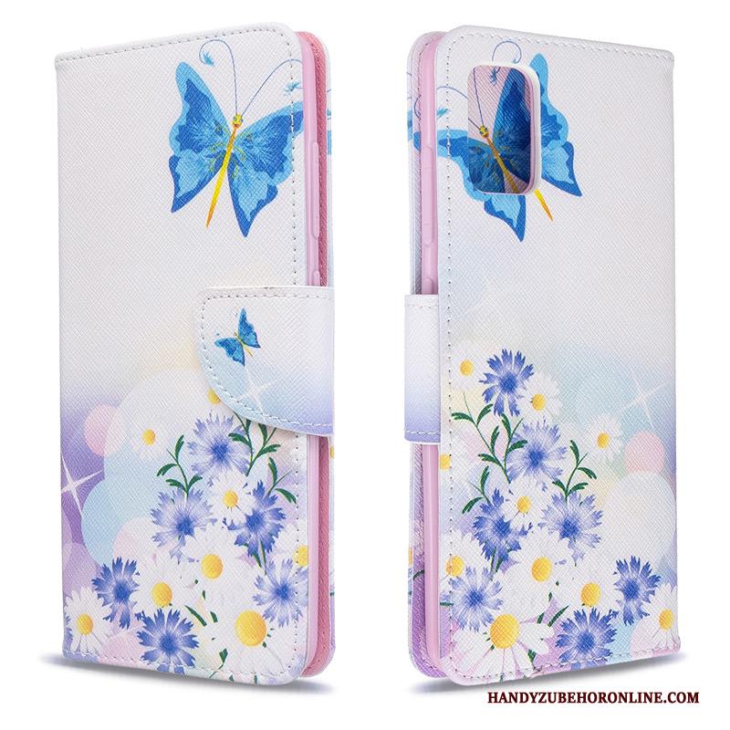 Samsung Galaxy A51 Hoesje Bescherming Hoes Folio Ster Blauw Ondersteuning Leren Etui