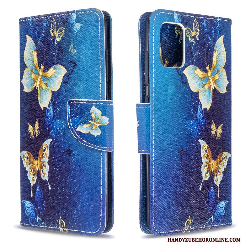 Samsung Galaxy A51 Hoesje Bescherming Hoes Folio Ster Blauw Ondersteuning Leren Etui