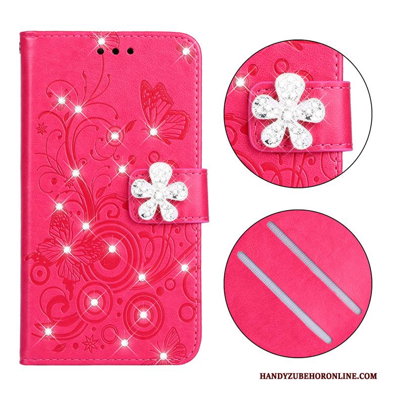 Samsung Galaxy A51 Hoesje Clamshell Leren Etui Roze Siliconen Ster Vlinder Bloemen Bescherming