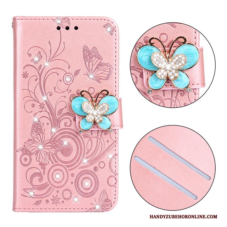 Samsung Galaxy A51 Hoesje Clamshell Leren Etui Roze Siliconen Ster Vlinder Bloemen Bescherming