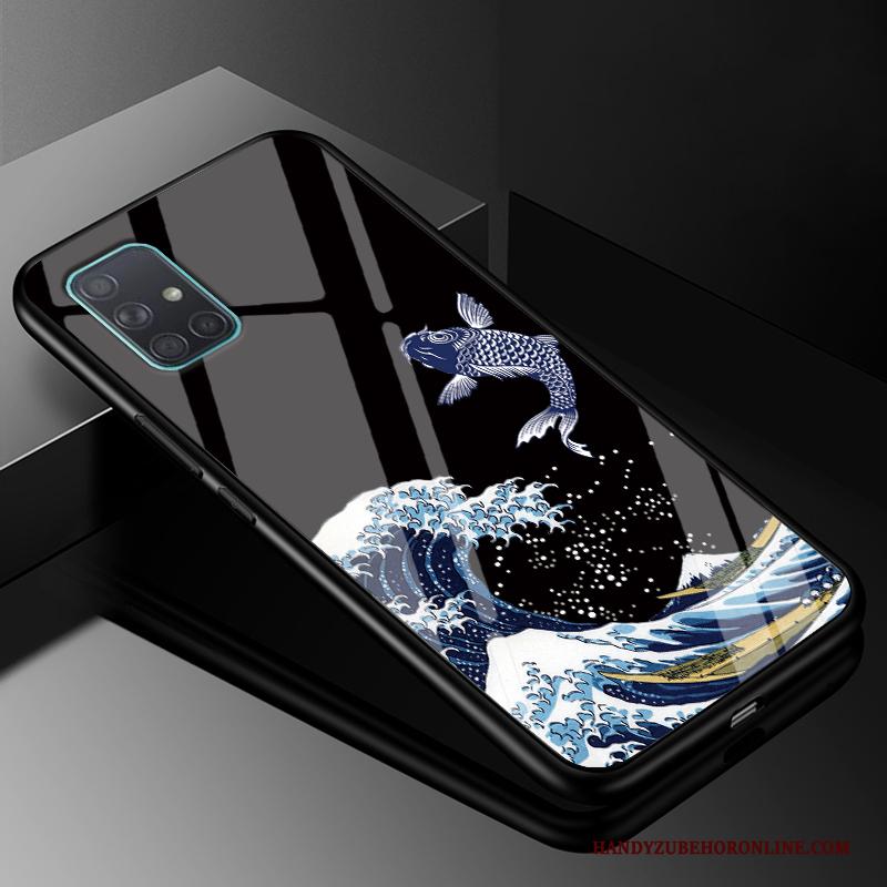 Samsung Galaxy A51 Hoesje Glas Trendy Merk Hard Hoes Zacht Siliconen Ster