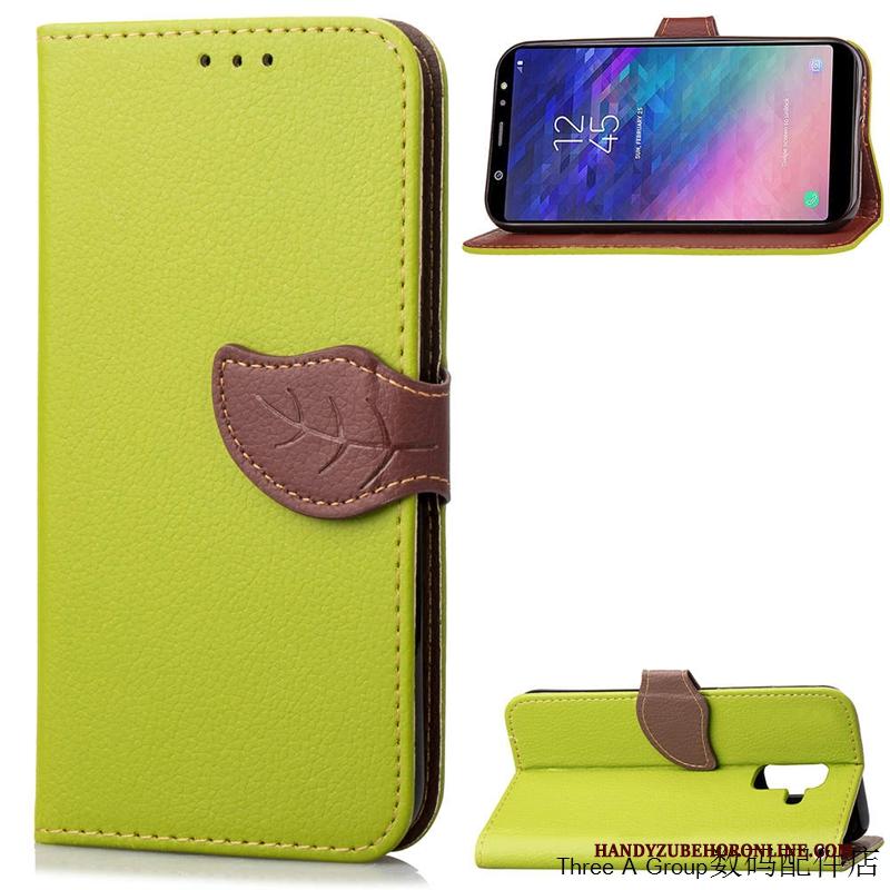 Samsung Galaxy A6 Hoesje Hoes Bescherming Leren Etui Groen Anti-fall Siliconen Ster