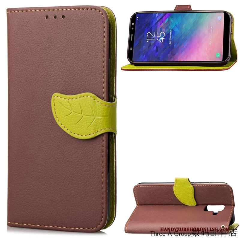 Samsung Galaxy A6 Hoesje Hoes Bescherming Leren Etui Groen Anti-fall Siliconen Ster