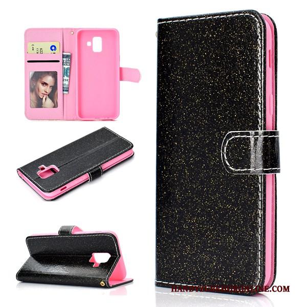 Samsung Galaxy A6 Hoesje Ster Hanger Hoes Anti-fall Leren Etui Roze Portemonnee