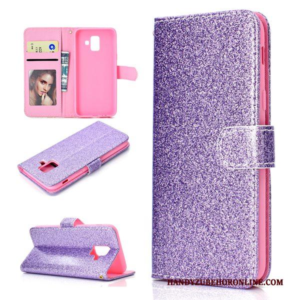 Samsung Galaxy A6 Hoesje Ster Hanger Hoes Anti-fall Leren Etui Roze Portemonnee