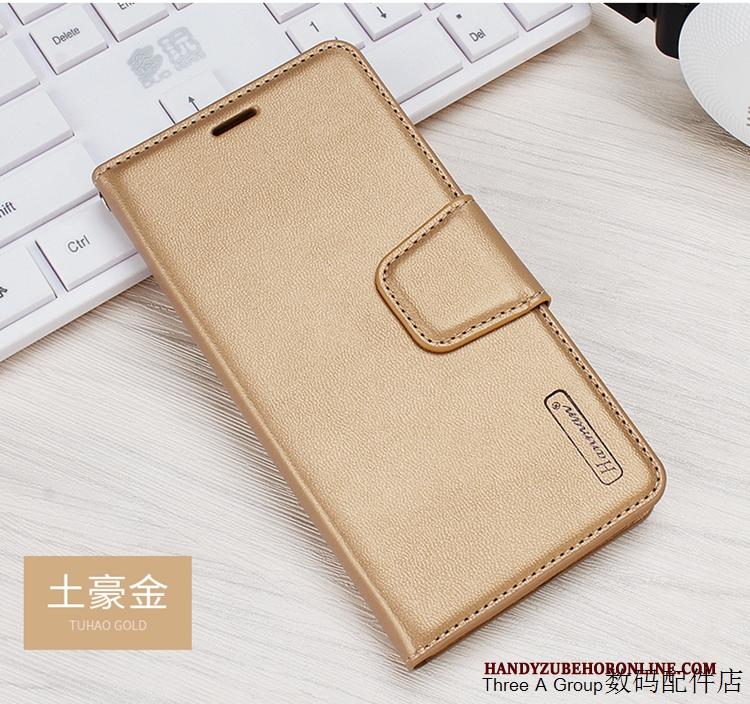 Samsung Galaxy A6+ Ster Leren Etui Bedrijf All Inclusive Anti-fall Hoesje Telefoon Goud