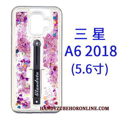 Samsung Galaxy A6 Ster Purper Drijfzand Hanger Hoes Roze Hoesje Telefoon