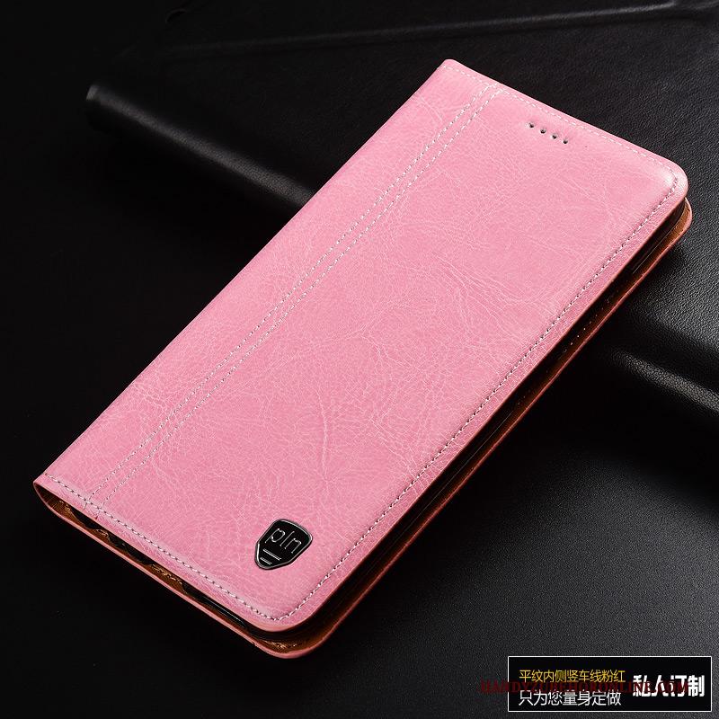 Samsung Galaxy A60 Hoesje Telefoon Roze Koe Folio Classic Anti-fall Leren Etui