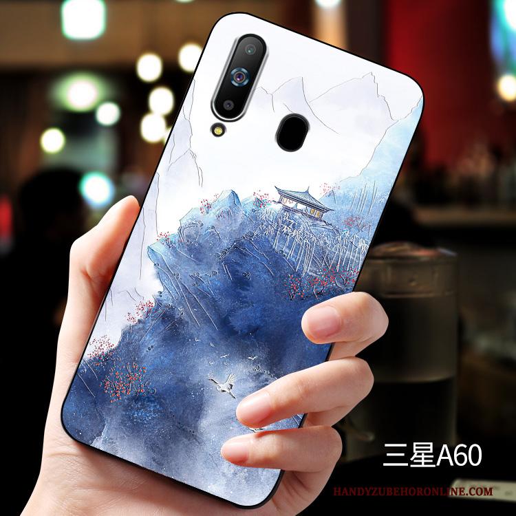 Samsung Galaxy A60 Reliëf Hoesje Telefoon Ster Blauw Siliconen Bescherming Anti-fall